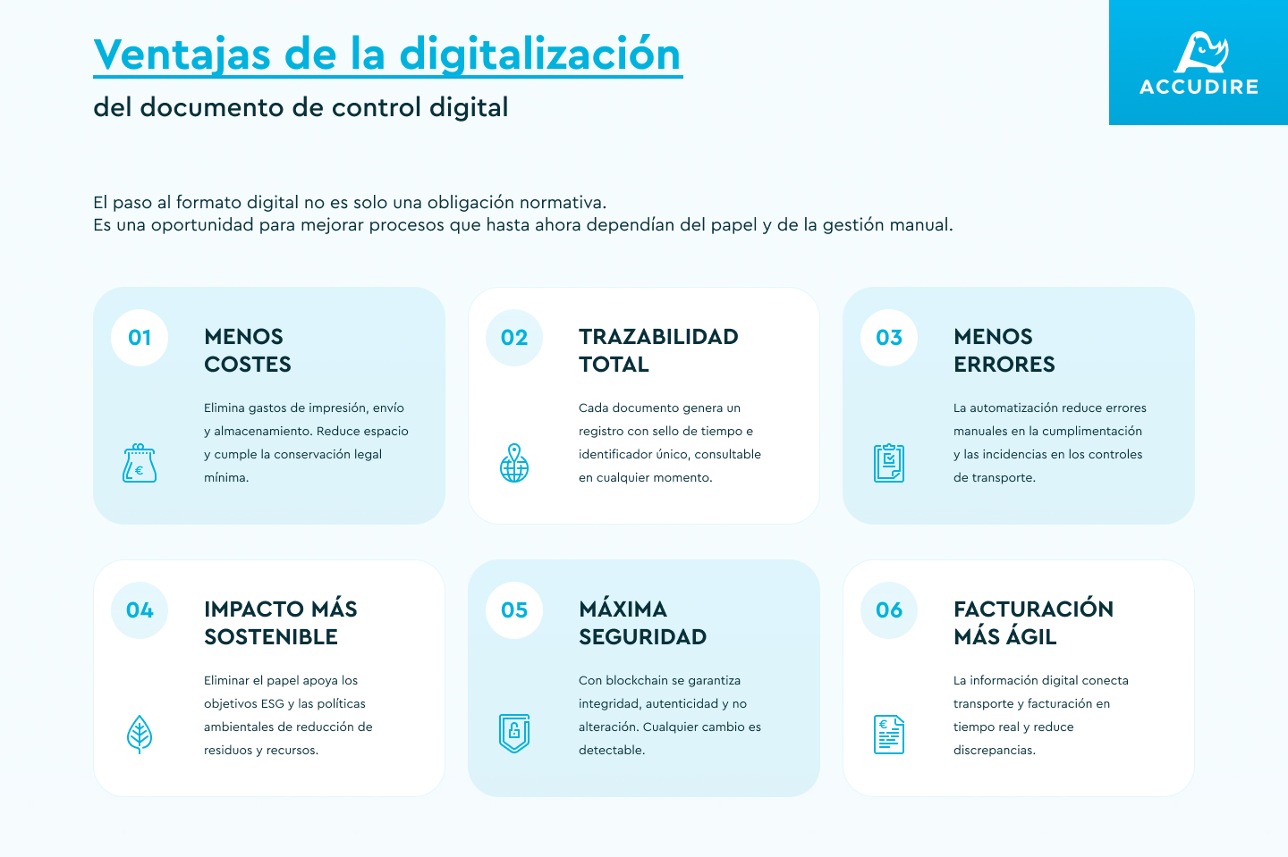 Ventajas de la digitalización del documento de control digital
